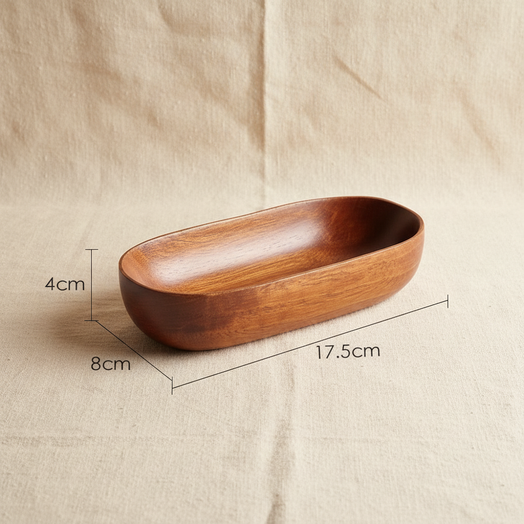 woodnestcraft solid acacia wood canoe bowl with natural grain pattern for snacks or trinkets