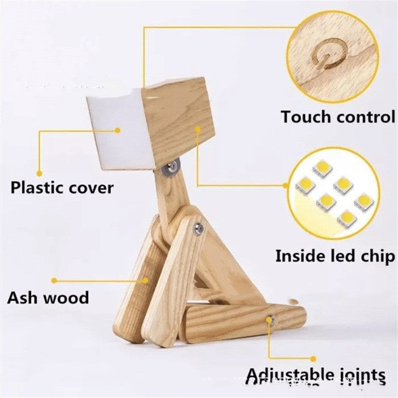woodnestcraft adjustable dog-shaped desk lamp made of solid ash wood with touch control and LED light
